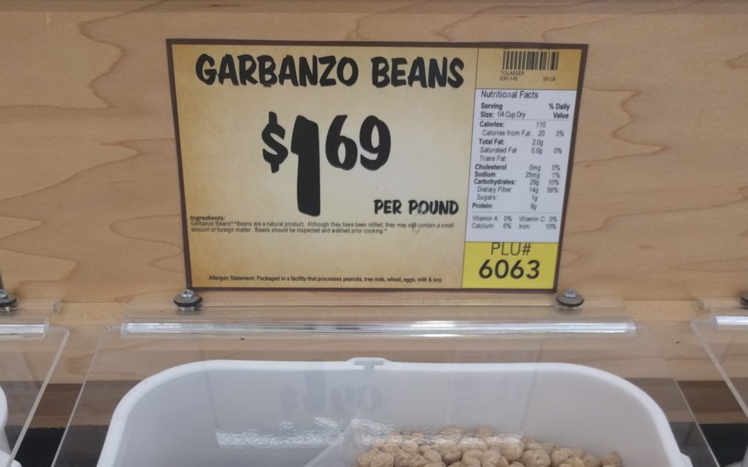 garbanzo beans bin