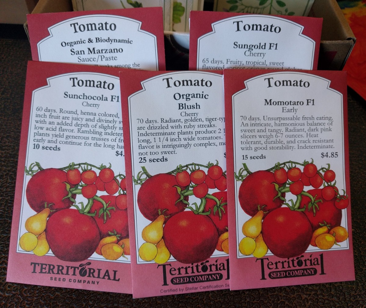 packets of tomato seeds Greg Alder's Yard Posts Food Gardening in